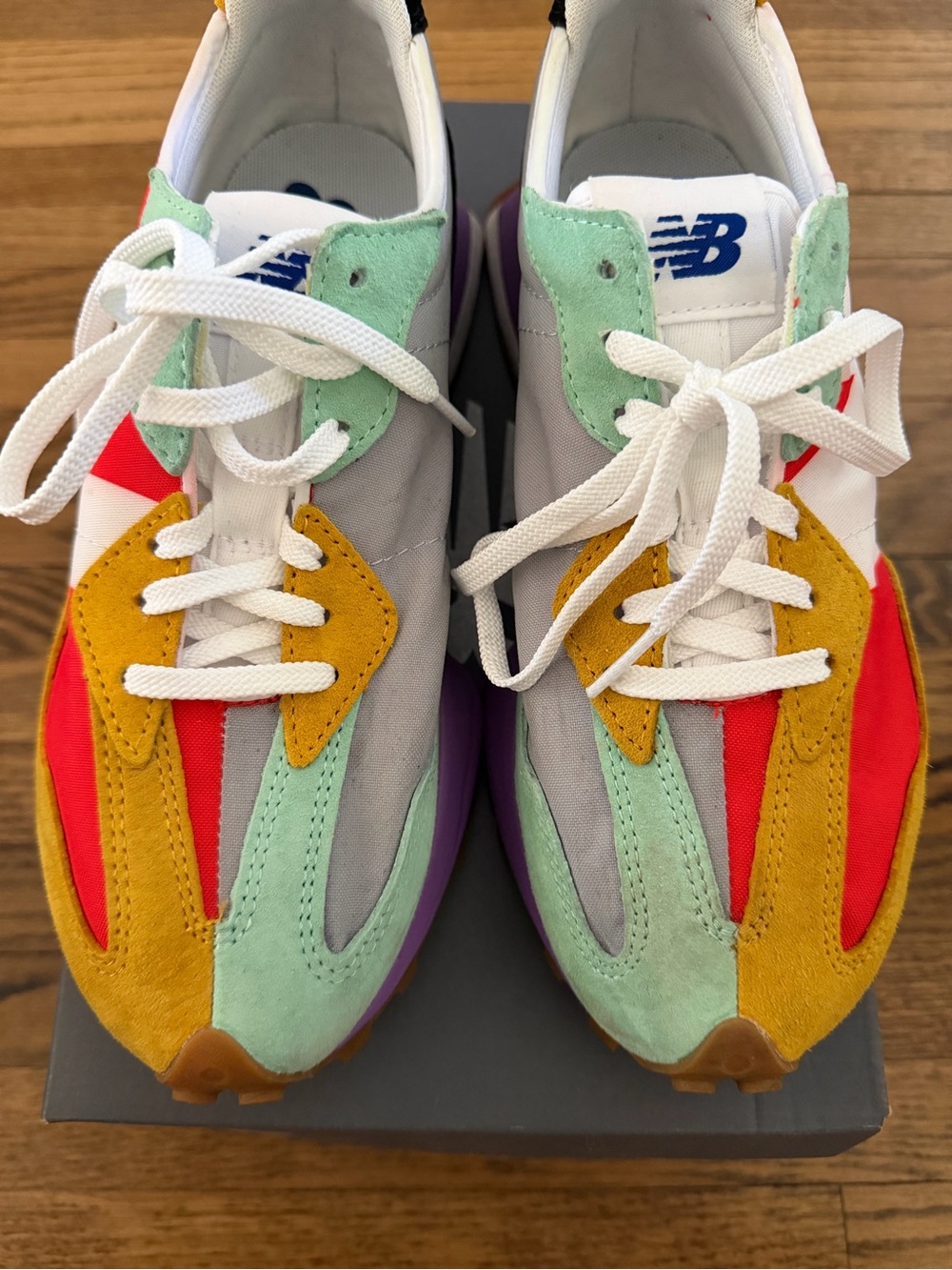 New Balance Multicolor Retro Runner Sneakers - White, Red, Yellow, Mint, Purple - Picture 5 of 7